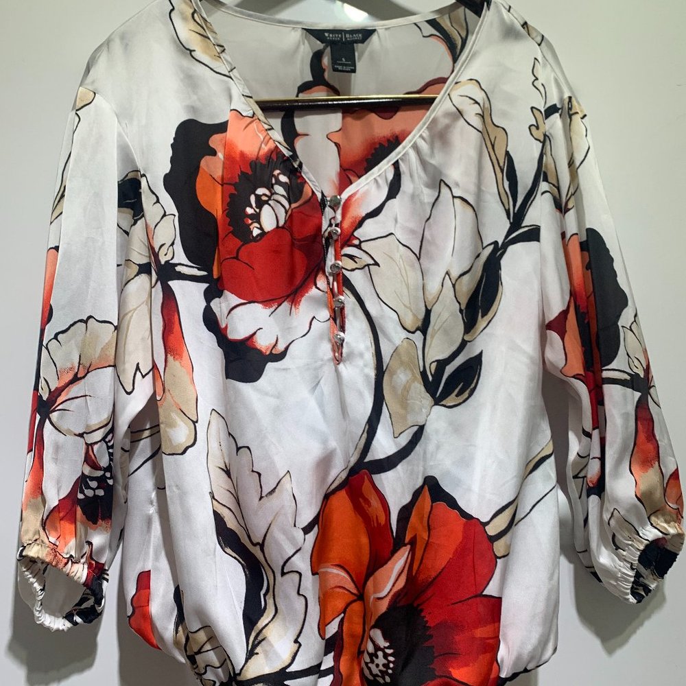 White House Black Market Red Poppy Bouse Size S